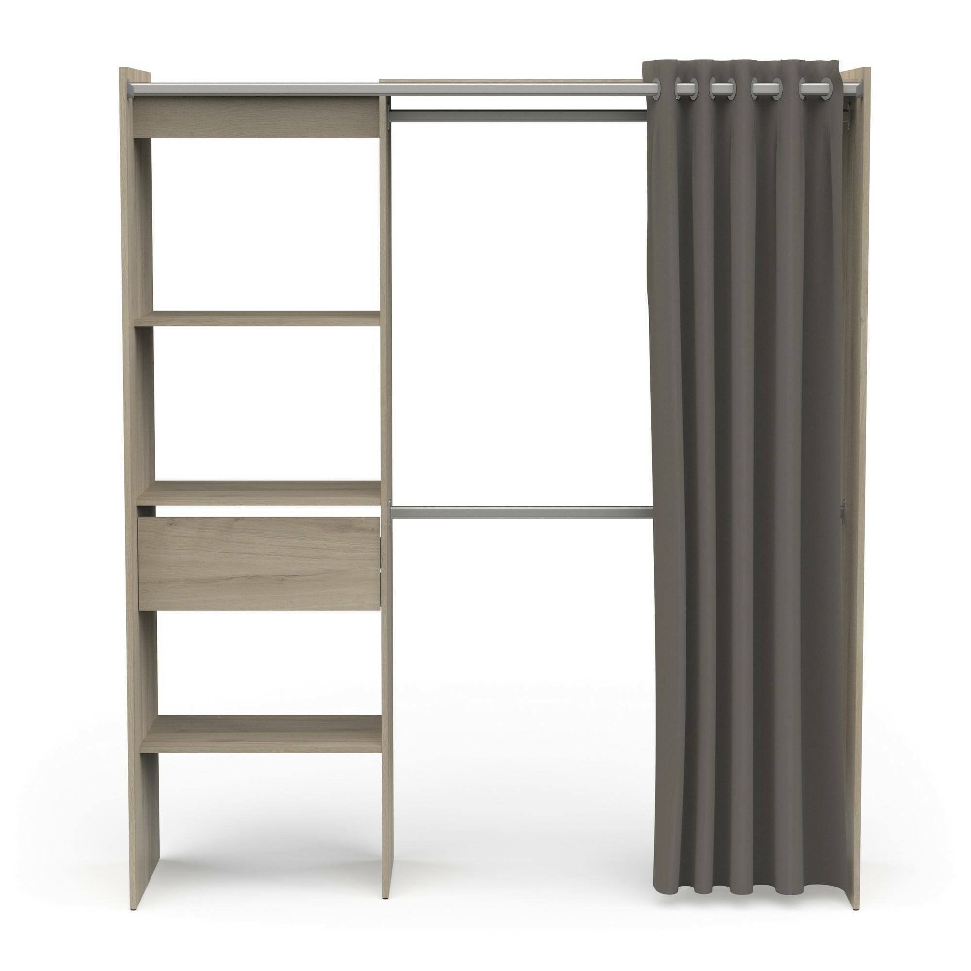 Guardaroba grande Serpentina, Mobile camera da letto, Cabina armadio portabiti, Armadio appendiabiti, 167x50 h192 cm, Rovere e Bianco opaco