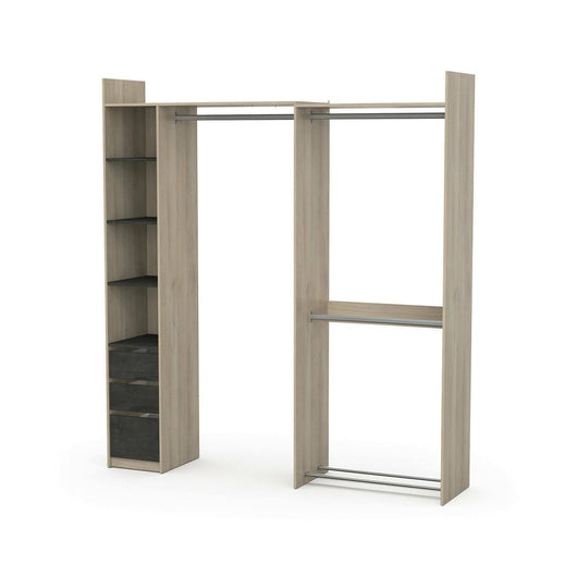 Guardaroba grande Battuda, Mobile camera da letto, Cabina armadio portabiti, Armadio appendiabiti, 200x44 h218 cm, Rovere