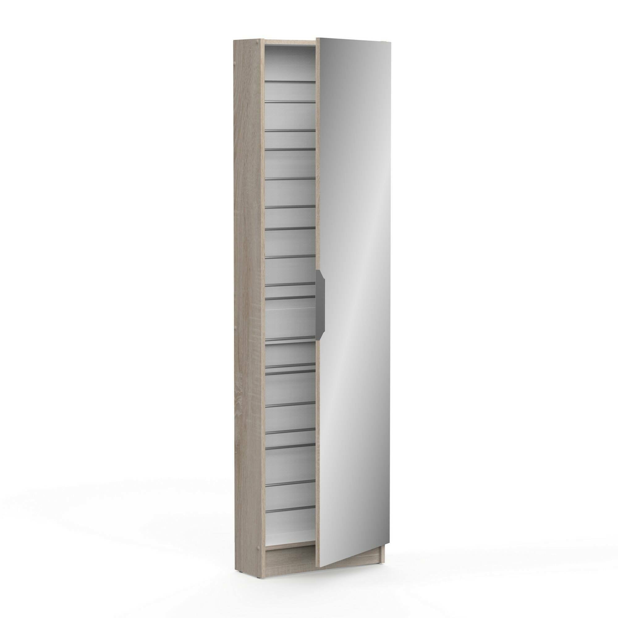 Scarpiera Baucina, Mobile portascarpe, Armadio da ingresso multiuso, Mobiletto per calzature, 50x20 h181 cm, Rovere