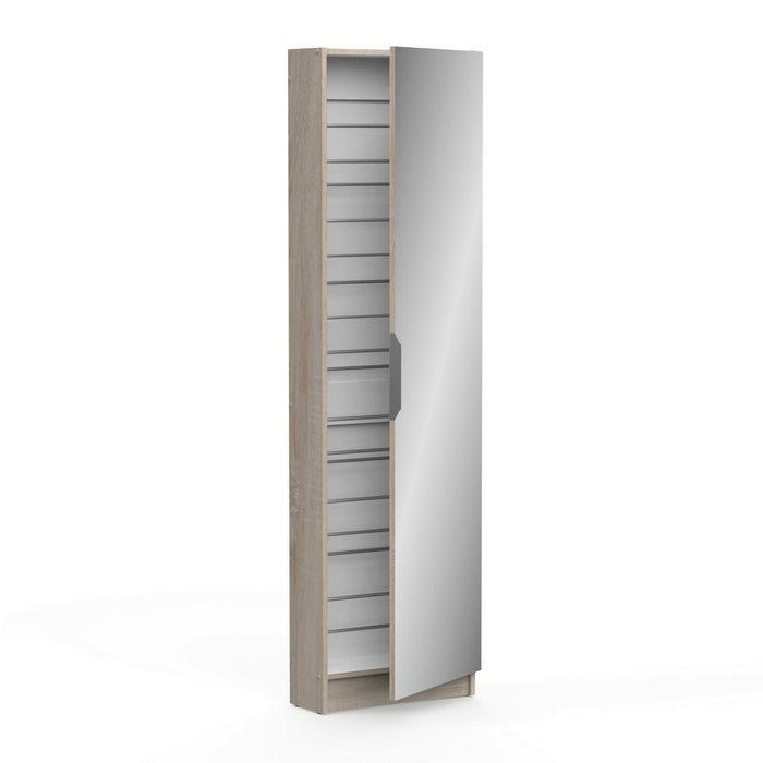 Scarpiera Baucina, Mobile portascarpe, Armadio da ingresso multiuso, Mobiletto per calzature, 50x20 h181 cm, Rovere