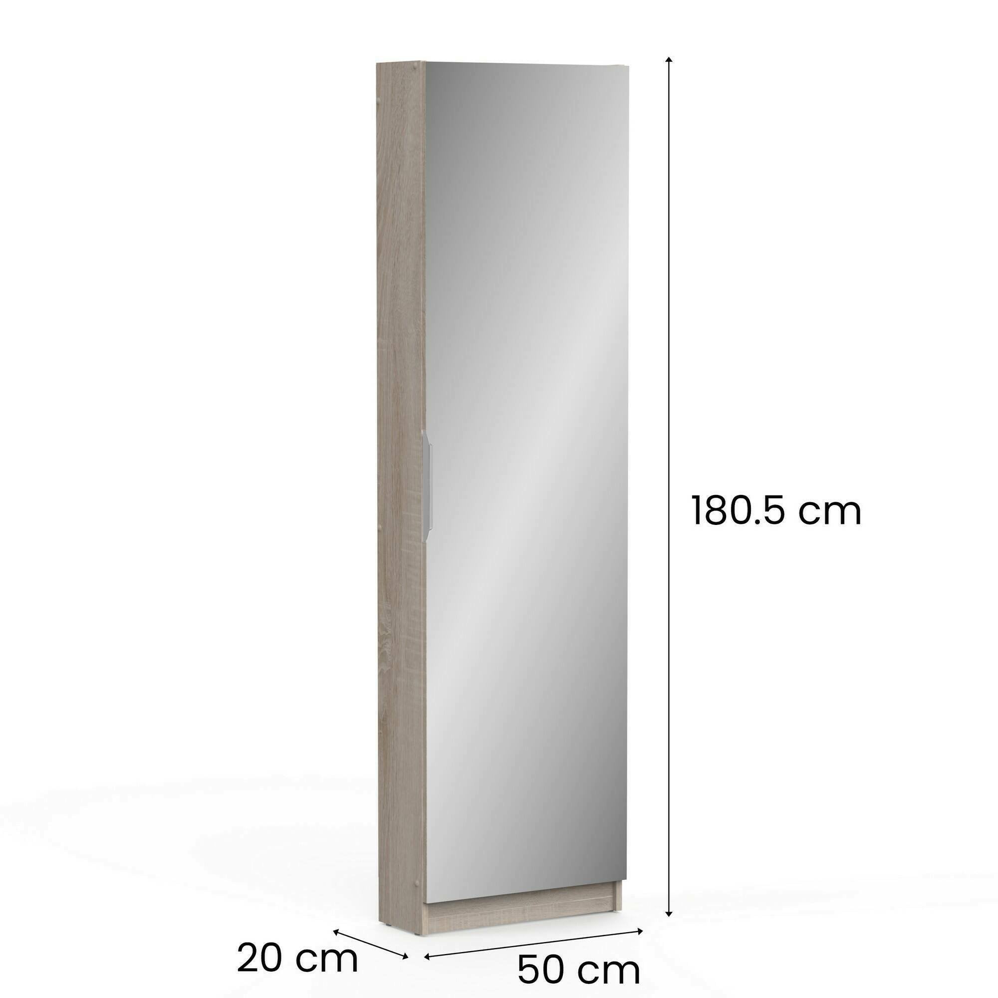 Scarpiera Baucina, Mobile portascarpe, Armadio da ingresso multiuso, Mobiletto per calzature, 50x20 h181 cm, Rovere