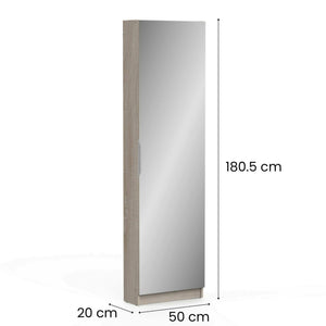 Scarpiera Baucina, Mobile portascarpe, Armadio da ingresso multiuso, Mobiletto per calzature, 50x20 h181 cm, Rovere