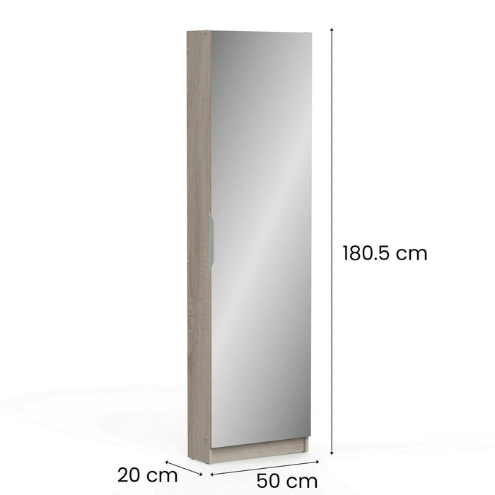 Scarpiera Baucina, Mobile portascarpe, Armadio da ingresso multiuso, Mobiletto per calzature, 50x20 h181 cm, Rovere