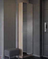 Scarpiera Baucina, Mobile portascarpe, Armadio da ingresso multiuso, Mobiletto per calzature, 50x20 h181 cm, Rovere