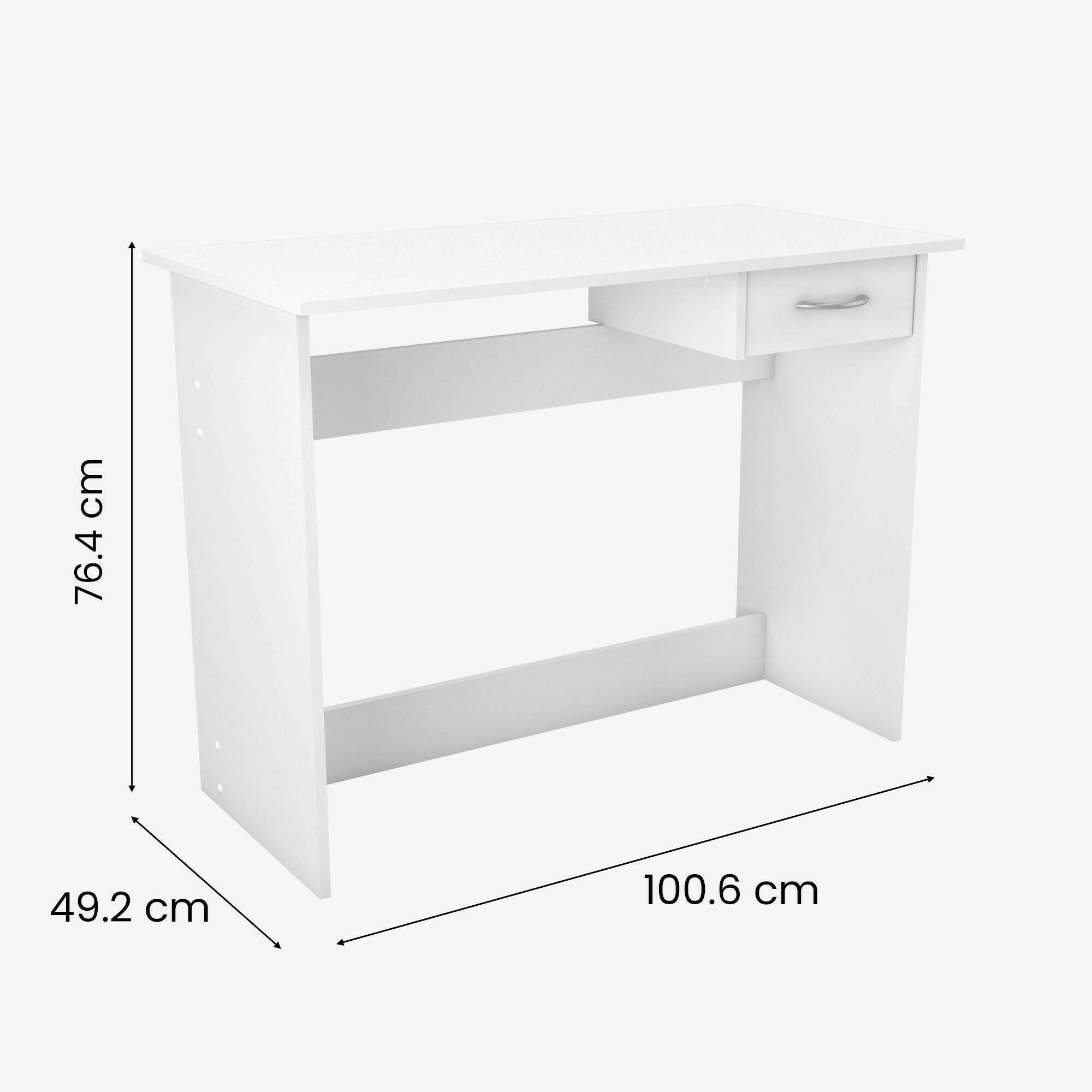 Scrivania Bargagli, Scrittoio multiuso, Tavolo per ufficio porta PC, Piano di lavoro, 101x49 h76 cm, Bianco opaco