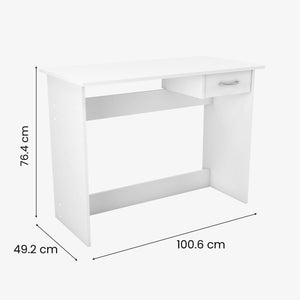 Scrivania Bargagli, Scrittoio multiuso, Tavolo per ufficio porta PC, Piano di lavoro, 101x49 h76 cm, Bianco opaco