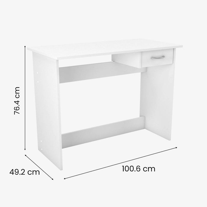 Scrivania Bargagli, Scrittoio multiuso, Tavolo per ufficio porta PC, Piano di lavoro, 101x49 h76 cm, Bianco opaco