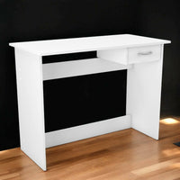 Scrivania Bargagli, Scrittoio multiuso, Tavolo per ufficio porta PC, Piano di lavoro, 101x49 h76 cm, Bianco opaco