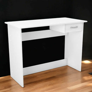 Scrivania Bargagli, Scrittoio multiuso, Tavolo per ufficio porta PC, Piano di lavoro, 101x49 h76 cm, Bianco opaco