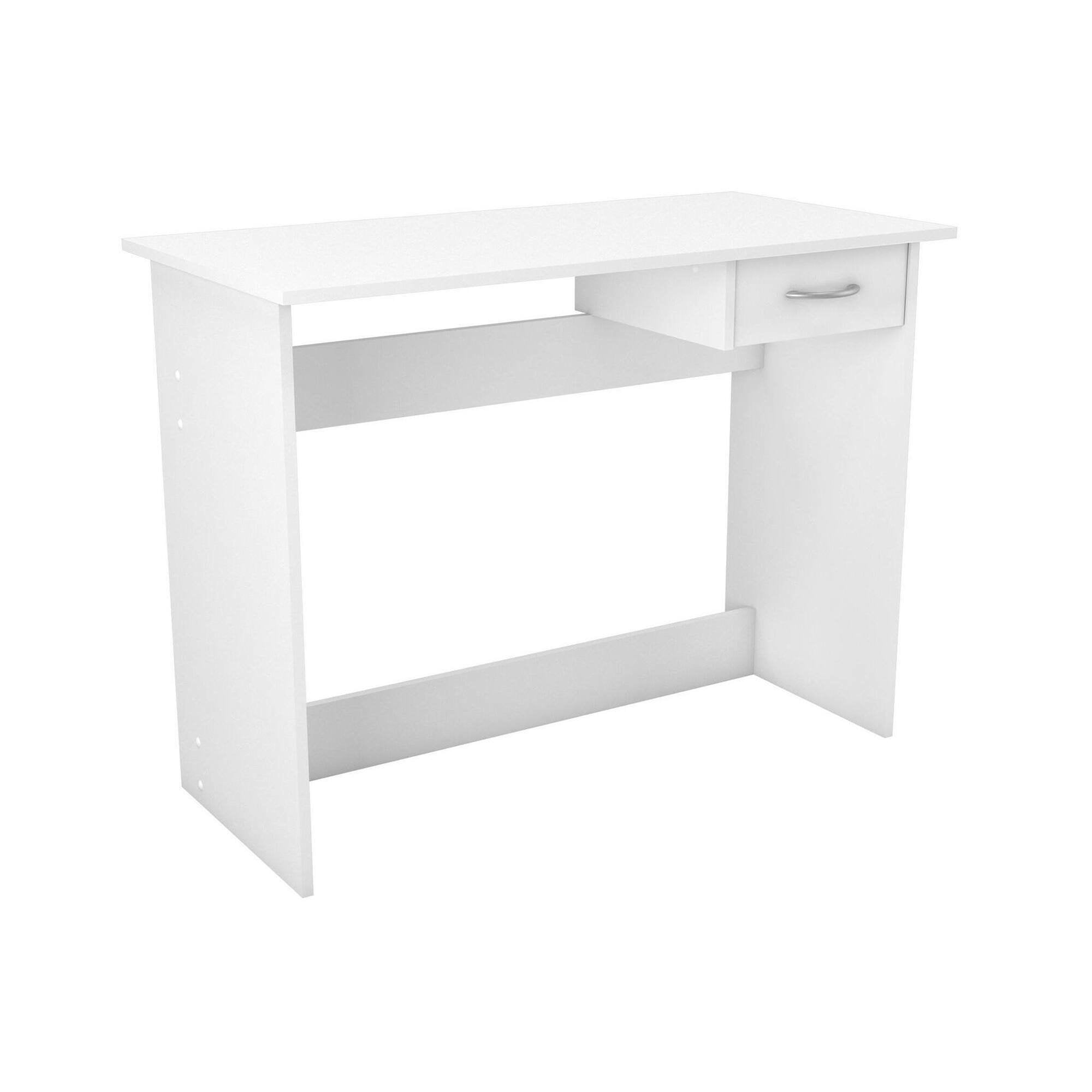 Scrivania Bargagli, Scrittoio multiuso, Tavolo per ufficio porta PC, Piano di lavoro, 101x49 h76 cm, Bianco opaco