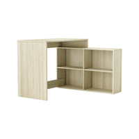 Scrivania Kyarr, Scrittoio multiuso, Tavolo per ufficio porta PC, Piano di lavoro, 112x101 h77 cm, Rovere e Bianco