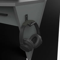 Scrivania Ripoli, Scrittoio da gaming, Tavolo per ufficio porta PC, Piano di lavoro, 124x60 h90 cm, Grigio scuro e Nero