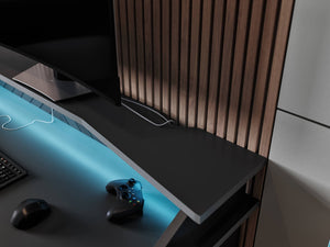 Scrivania Arsoli, Scrittoio da gaming, Tavolo per ufficio porta PC, Piano di lavoro, 160x76 h92 cm, Nero