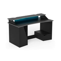 Scrivania Arsoli, Scrittoio da gaming, Tavolo per ufficio porta PC, Piano di lavoro, 160x76 h92 cm, Nero