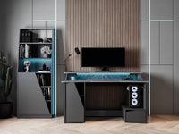 Libreria Avena, Scaffale da gaming, Mobile portalibri, Biblioteca, 72x34 h185 cm, Nero