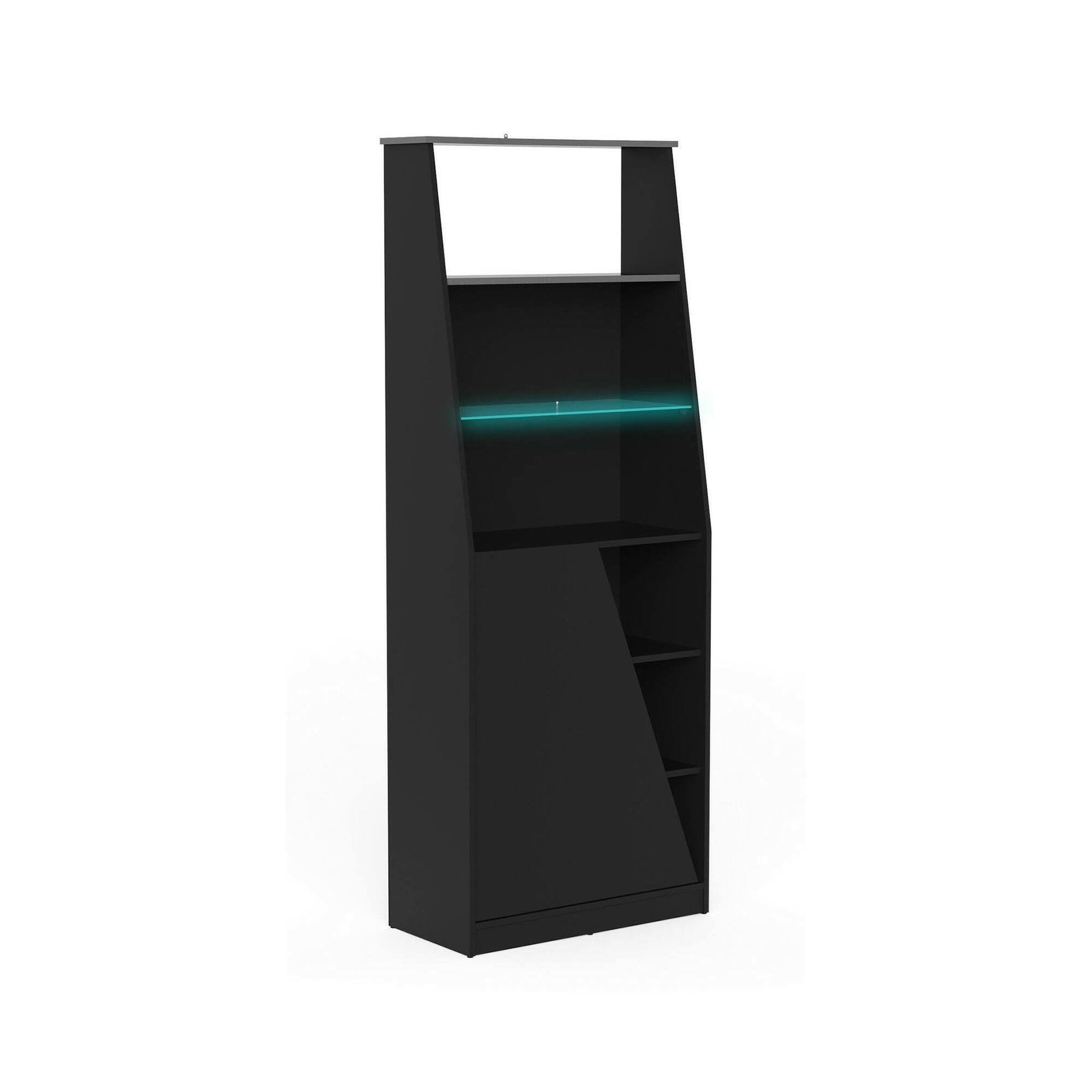 Libreria Avena, Scaffale da gaming, Mobile portalibri, Biblioteca, 72x34 h185 cm, Nero