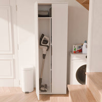 Armadio multiuso 2 ante Bator, Mobile multifunzionale, Mobiletto scarpiera, Guardaroba porta scarpe, 61x35 h180 cm, Bianco opaco