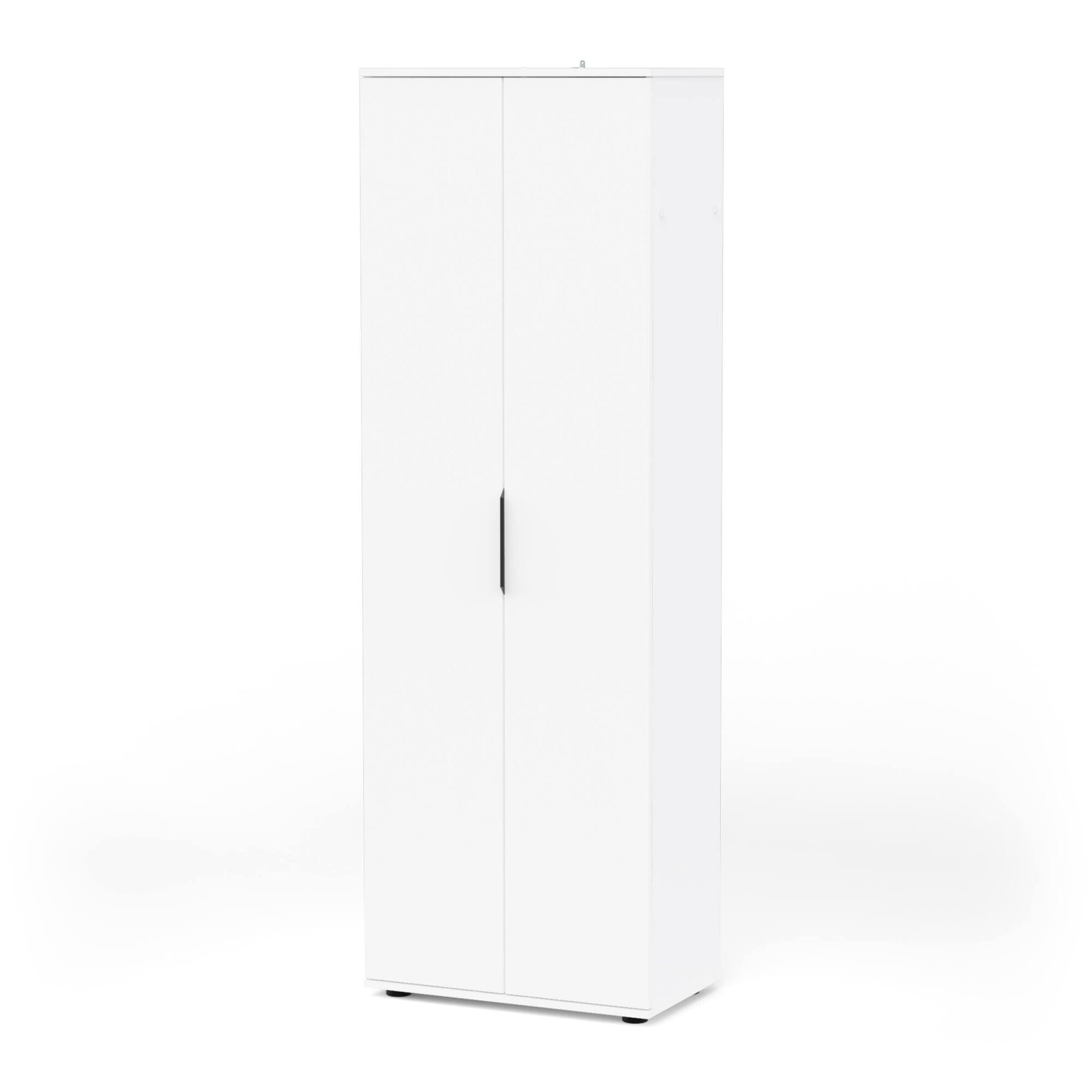 Armadio multiuso 2 ante Bator, Mobile multifunzionale, Mobiletto scarpiera, Guardaroba porta scarpe, 61x35 h180 cm, Bianco opaco