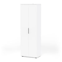 Armadio multiuso 2 ante Bator, Mobile multifunzionale, Mobiletto scarpiera, Guardaroba porta scarpe, 61x35 h180 cm, Bianco opaco