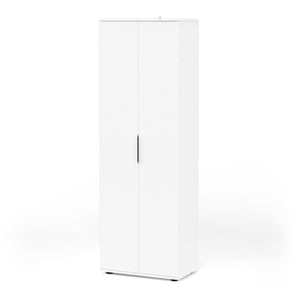 Armadio multiuso 2 ante Bator, Mobile multifunzionale, Mobiletto scarpiera, Guardaroba porta scarpe, 61x35 h180 cm, Bianco opaco