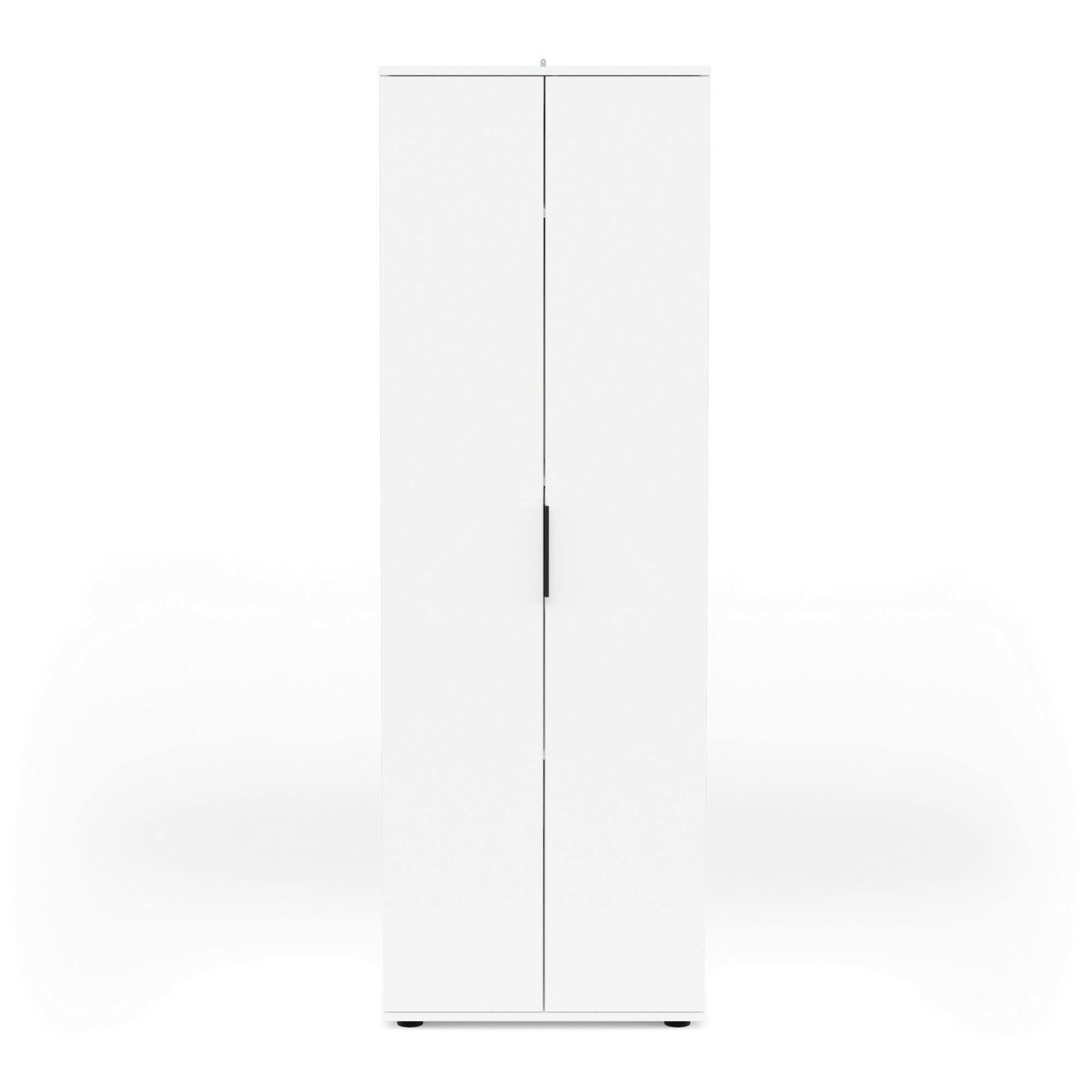 Armadio multiuso 2 ante Bator, Mobile multifunzionale, Mobiletto scarpiera, Guardaroba porta scarpe, 61x35 h180 cm, Bianco opaco
