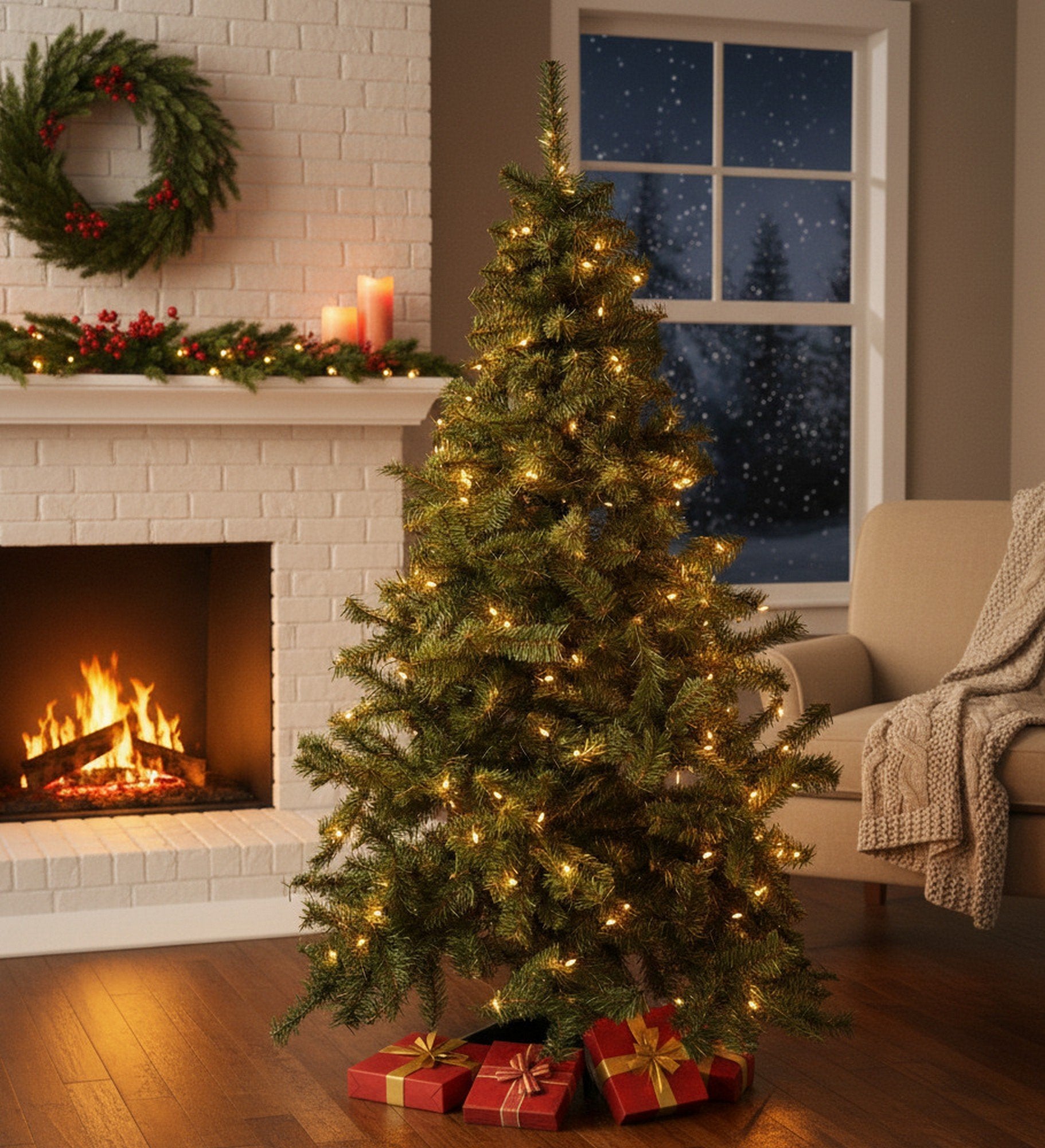 Tinsel, Albero di Natale 180 cm 61 Rami Made in Italy, 180h cm Verde