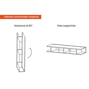 Parete attrezzata Hilaire, Composizione soggiorno, Mobile salotto multiuso, Armadio porta TV, Made in Italy, 276x40 h190 cm, Bronzo e Grigio