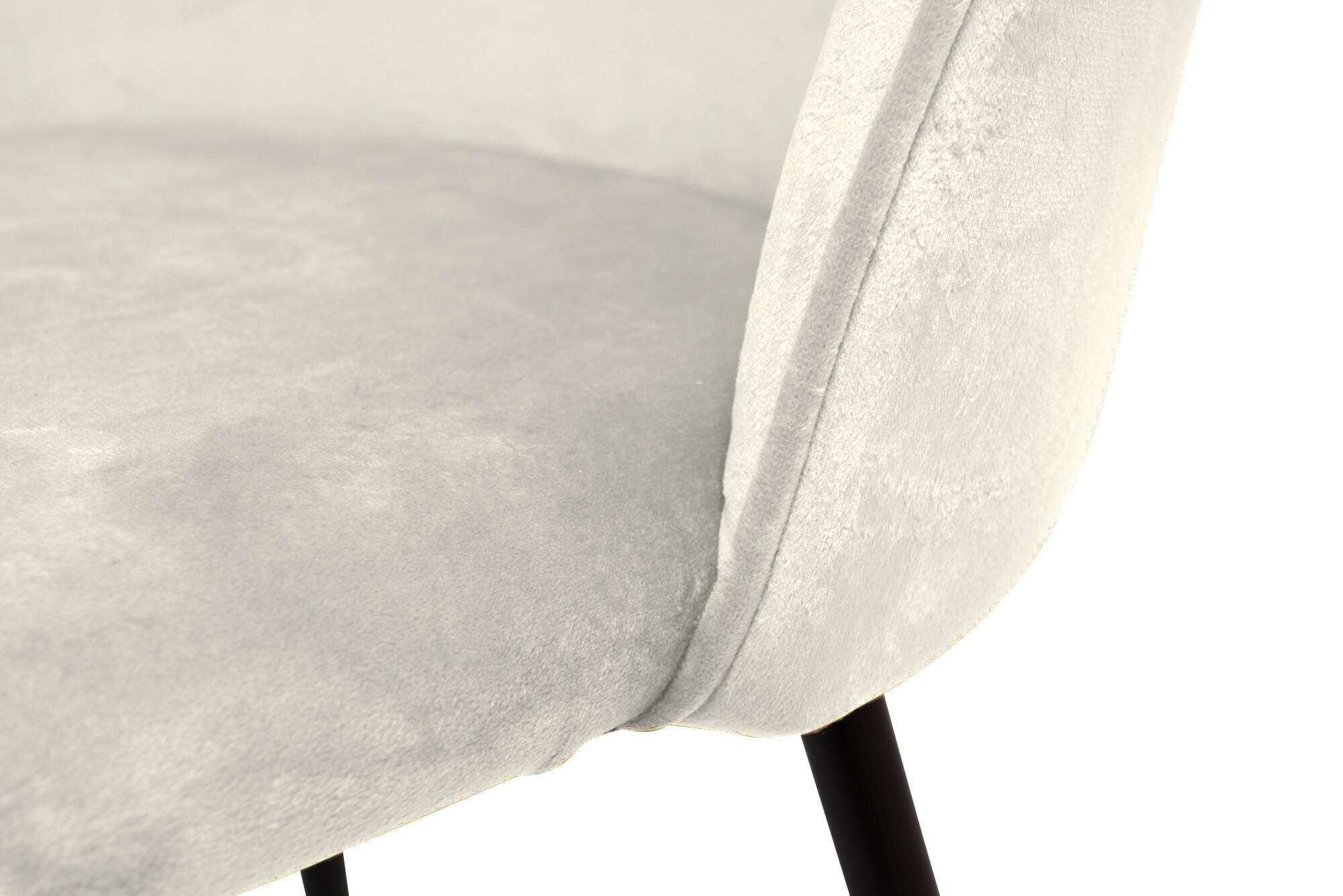 Set di 2 sedie Achito, Poltrona rivestita in velluto, Sedia da pranzo imbottita, Seduta per riunioni, 51x54h82 cm, Panna