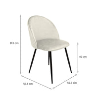 Set di 2 sedie Achito, Poltrona rivestita in velluto, Sedia da pranzo imbottita, Seduta per riunioni, 51x54h82 cm, Panna