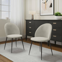 Set di 2 sedie Achito, Poltrona rivestita in velluto, Sedia da pranzo imbottita, Seduta per riunioni, 51x54h82 cm, Panna