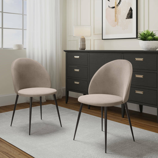 Set di 2 sedie Achito, Poltrona rivestita in velluto, Sedia da pranzo imbottita, Seduta per riunioni, 51x54h82 cm, Grigio chiaro