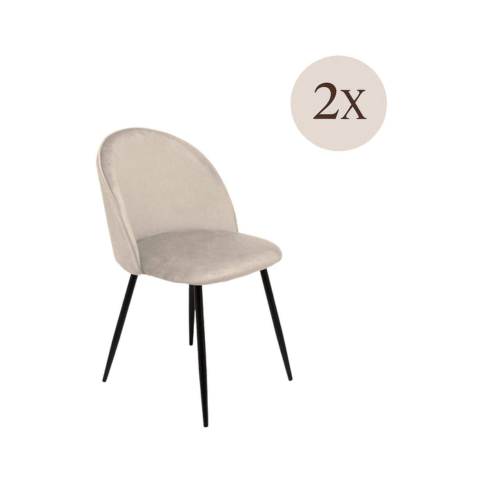 Set di 2 sedie Achito, Poltrona rivestita in velluto, Sedia da pranzo imbottita, Seduta per riunioni, 51x54h82 cm, Grigio chiaro