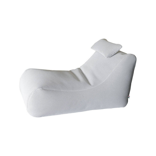 Pouf ??hck, Poltrona multiuso, Poltroncina sacco, Pouf poggiapiedi, Made in Italy, 70x120 h65 cm, Bianco