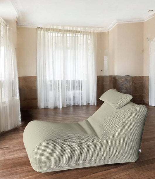 Pouf ??hck, Poltrona multiuso, Poltroncina sacco, Pouf poggiapiedi, Made in Italy, 70x120 h65 cm, Beige