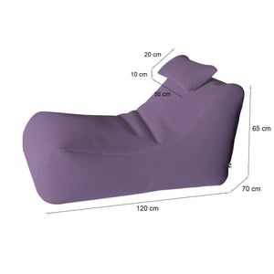 Pouf ??hck, Poltrona multiuso, Poltroncina sacco, Pouf poggiapiedi, Made in Italy, 70x120 h65 cm, Viola