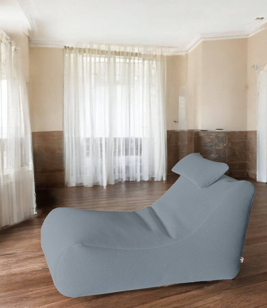 Pouf ??hck, Poltrona multiuso, Poltroncina sacco, Pouf poggiapiedi, Made in Italy, 70x120 h65 cm, Grigio chiaro