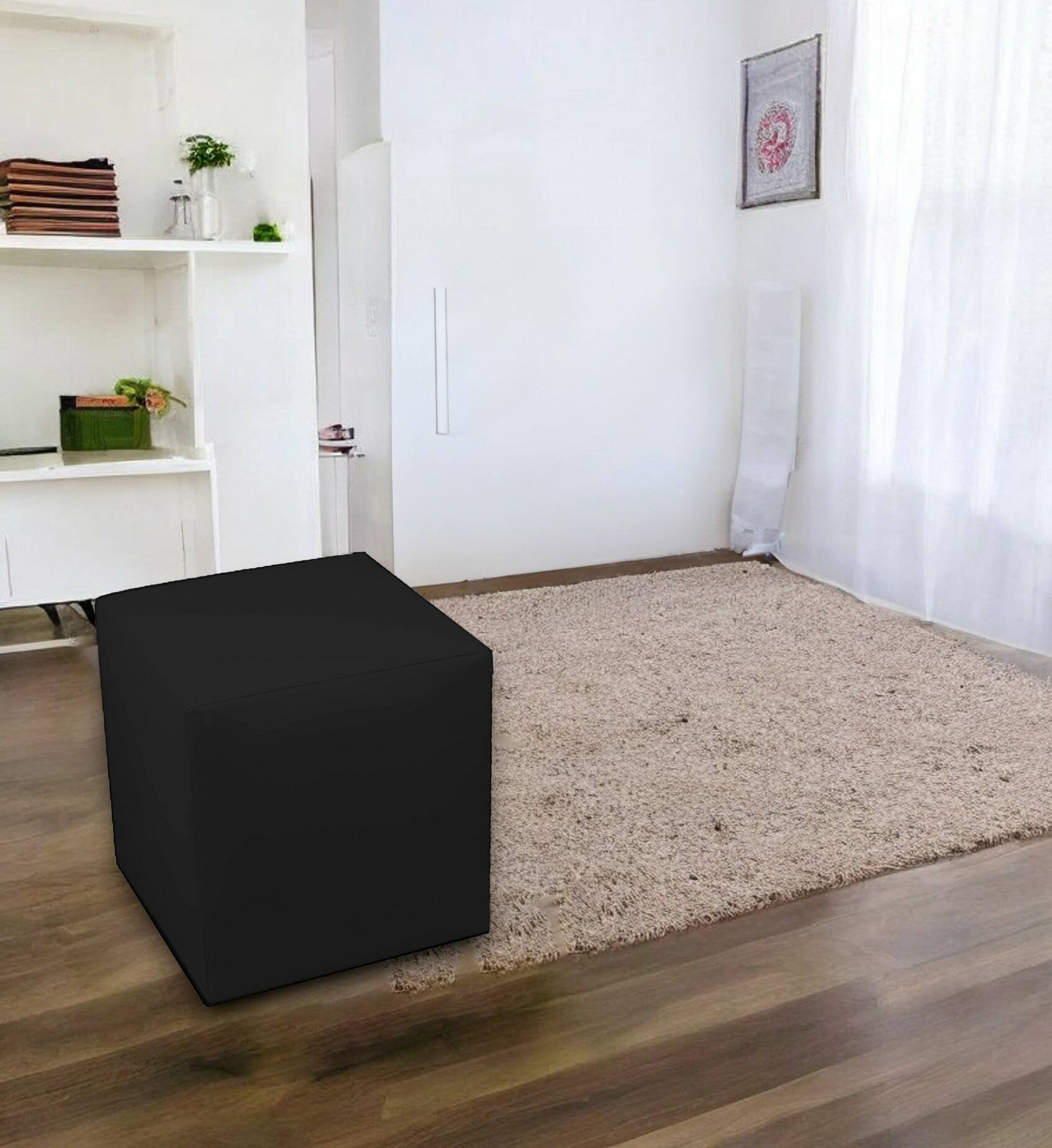 Pouf Accumoli, Poltrona multiuso, Poltroncina sacco, Pouf poggiapiedi, Made in Italy, 40x40 h42 cm, Nero