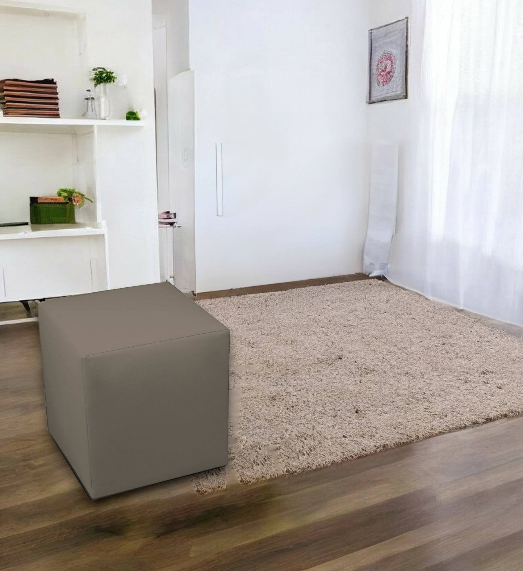 Pouf Accumoli, Poltrona multiuso, Poltroncina sacco, Pouf poggiapiedi, Made in Italy, 40x40 h42 cm, Tortora