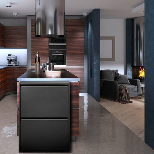 Pattumiera AnuKhatun, Cestino portarifiuti, Bidone per raccolta differenziata, Mobile per spazzatura, 60x25 h93 cm, Nero