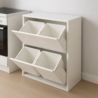 Pattumiera Anella, Porarifiuti salvaspazio, Pattumiera per differenziata con 4 secchi, Cm 60x25h92, Bianco