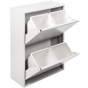 Pattumiera Anella, Porarifiuti salvaspazio, Pattumiera per differenziata con 4 secchi, Cm 60x25h92, Bianco