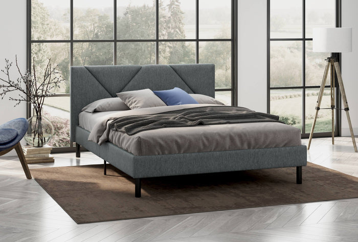 Ikelos, Letto Alla Francese Dimensione Materasso 140x190 cm, Grigio