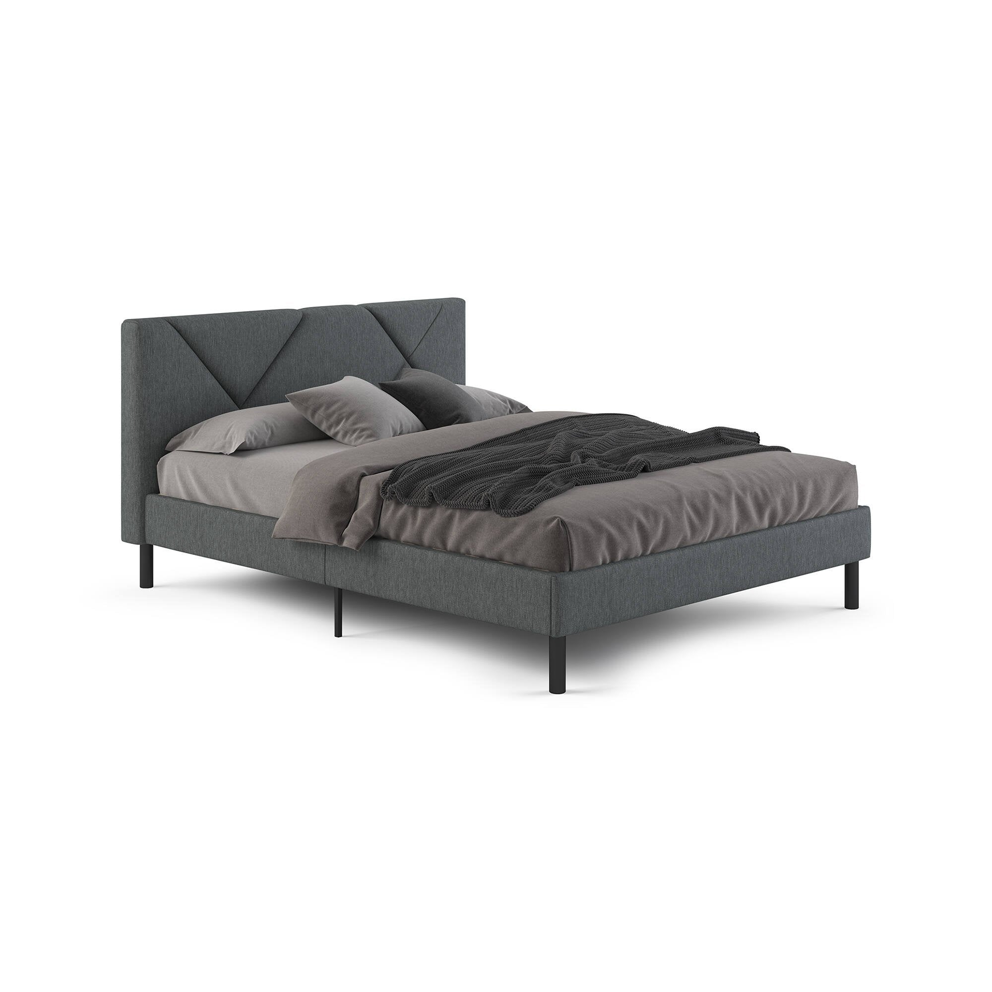 Ikelos, Letto Alla Francese Dimensione Materasso 140x190 cm, Grigio