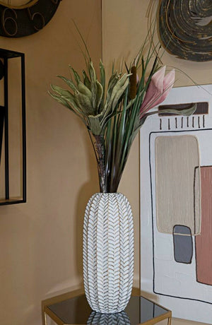 Oggettistica Whitechapel, Complemento d'arredo, Articolo decorativo, Accessorio d'arredo, Bianco e Oro, 19x19 h46 cm