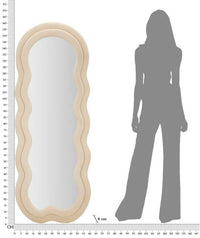 Specchio Marylin, Specchiera, Articolo d'arredo a muro, Decorazione con specchio, 60x4 h160 cm, Crema