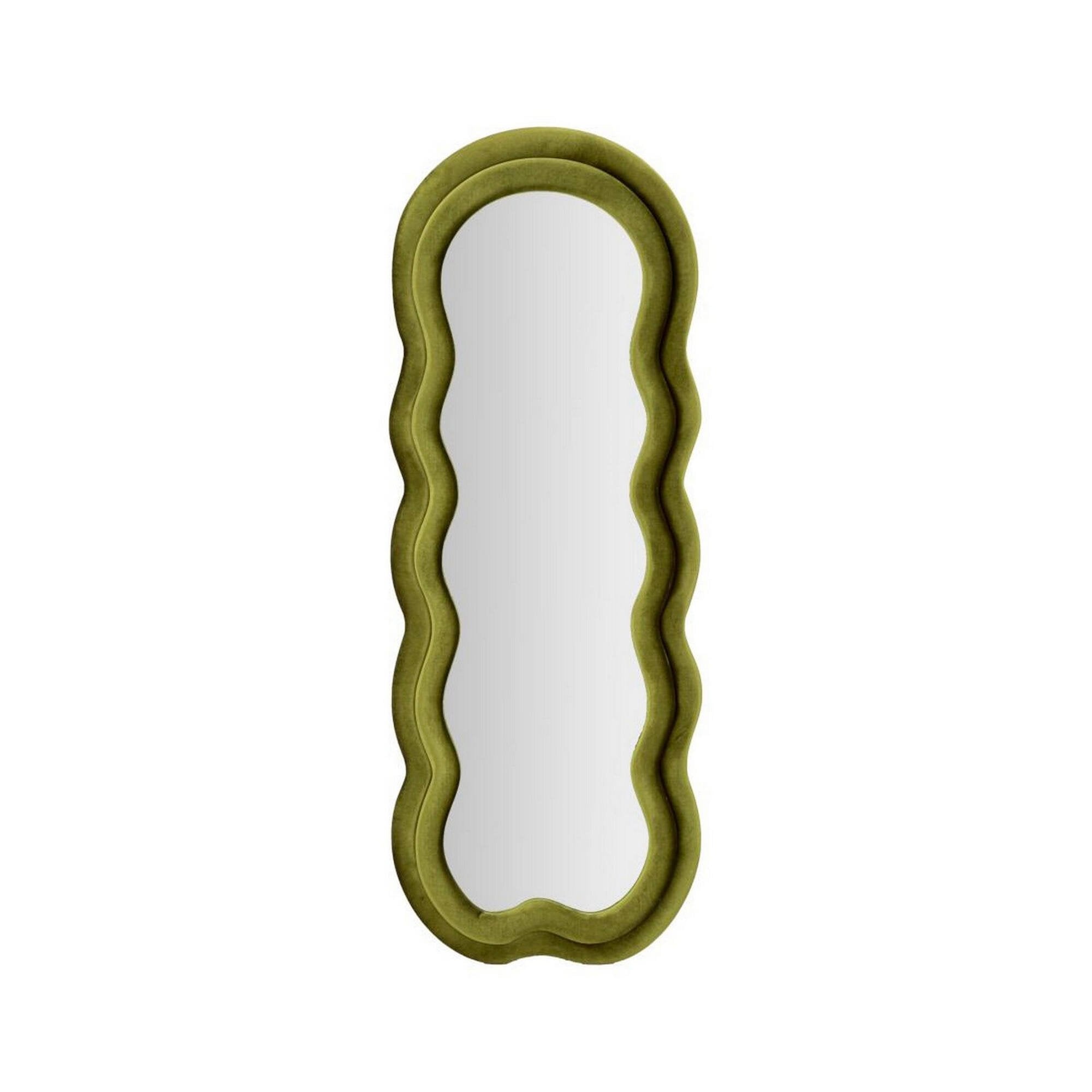 Specchio Marylin, Specchiera, Articolo d'arredo a muro, Decorazione con specchio, 60x4 h160 cm, Verde