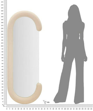 Specchio Shot, Specchiera, Articolo d'arredo a muro, Decorazione con specchio, 60x7 h160 cm, Crema