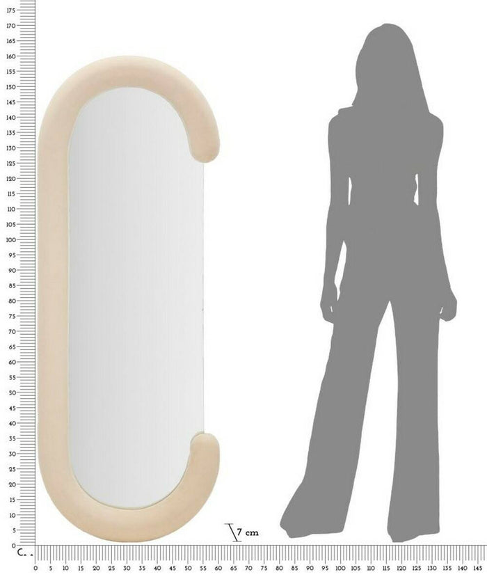 Specchio Shot, Specchiera, Articolo d'arredo a muro, Decorazione con specchio, 60x7 h160 cm, Crema