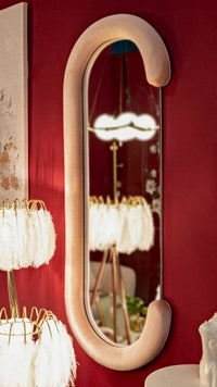 Specchio Shot, Specchiera, Articolo d'arredo a muro, Decorazione con specchio, 60x7 h160 cm, Rosa