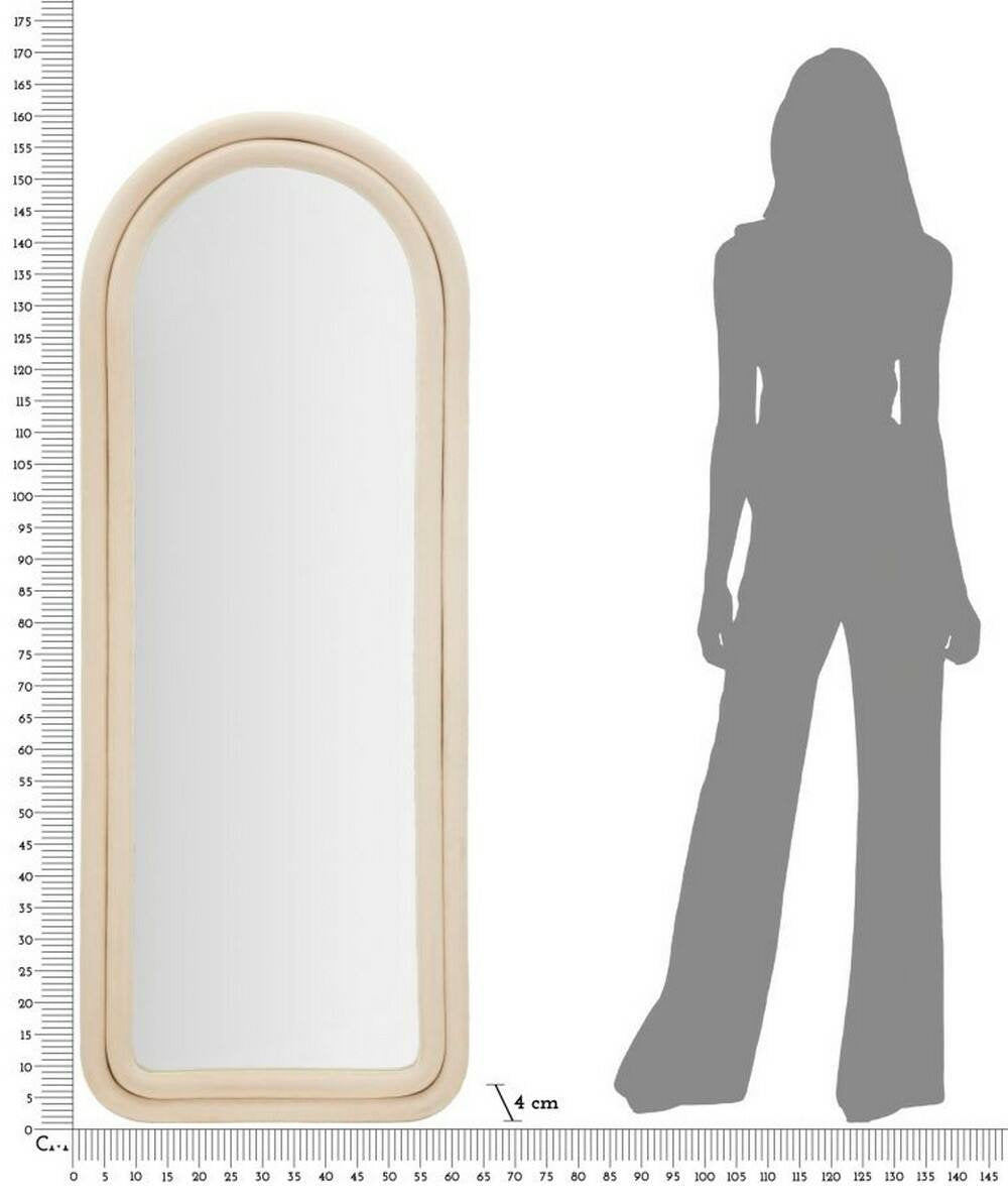 Specchio Segal, Specchiera, Articolo d'arredo a muro, Decorazione con specchio, 60x4 h160 cm, Crema